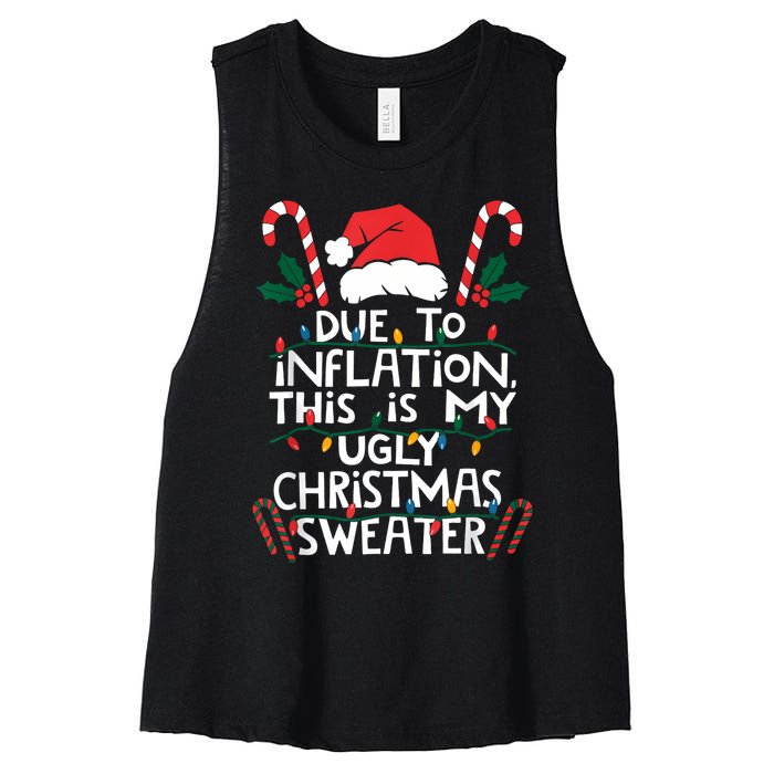 Funny Due To Inflation Ugly Christmas Sweaters For Women Women's Racerback Cropped Tank