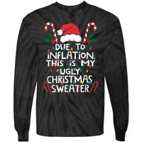 Funny Due To Inflation Ugly Christmas Sweaters For Women Tie-Dye Long Sleeve Shirt