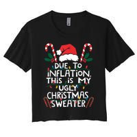 Funny Due To Inflation Ugly Christmas Sweaters For Women Women's Crop Top Tee