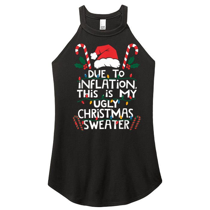 Funny Due To Inflation Ugly Christmas Sweaters For Women Women's Perfect Tri Rocker Tank