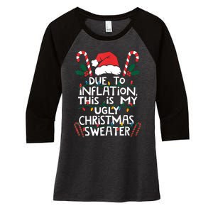 Funny Due To Inflation Ugly Christmas Sweaters For Women Women's Tri-Blend 3/4-Sleeve Raglan Shirt