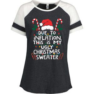 Funny Due To Inflation Ugly Christmas Sweaters For Women Enza Ladies Jersey Colorblock Tee