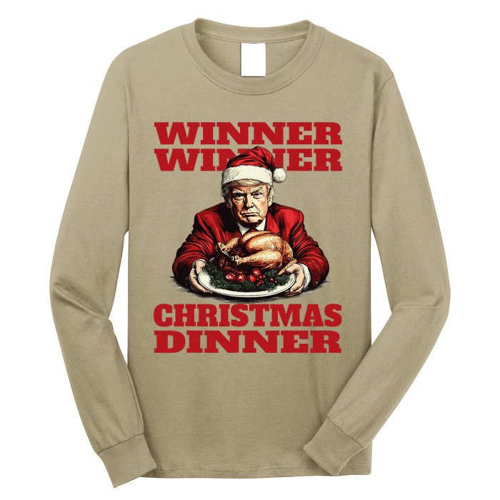 Funny Donald Trump Winner Winner Christmas Dinner Humor Long Sleeve Shirt