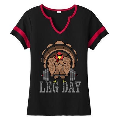 Funny Deadlifting Turkey Thanksgiving Leg Day Deadlift Ladies Halftime Notch Neck Tee