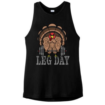 Funny Deadlifting Turkey Thanksgiving Leg Day Deadlift Ladies PosiCharge Tri-Blend Wicking Tank