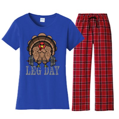 Funny Deadlifting Turkey Thanksgiving Leg Day Deadlift Women's Flannel Pajama Set