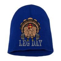 Funny Deadlifting Turkey Thanksgiving Leg Day Deadlift Short Acrylic Beanie