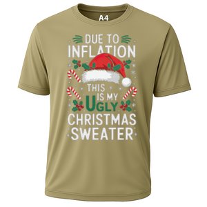 Funny Due To Inflation Ugly Christmas Sweaters Cooling Performance Crew T-Shirt