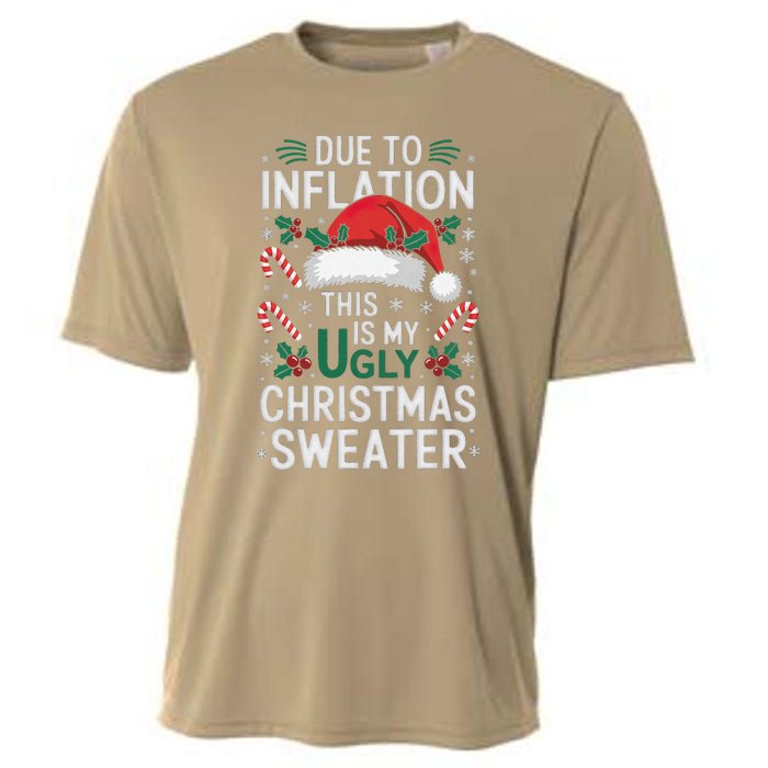 Funny Due To Inflation Ugly Christmas Sweaters Cooling Performance Crew T-Shirt