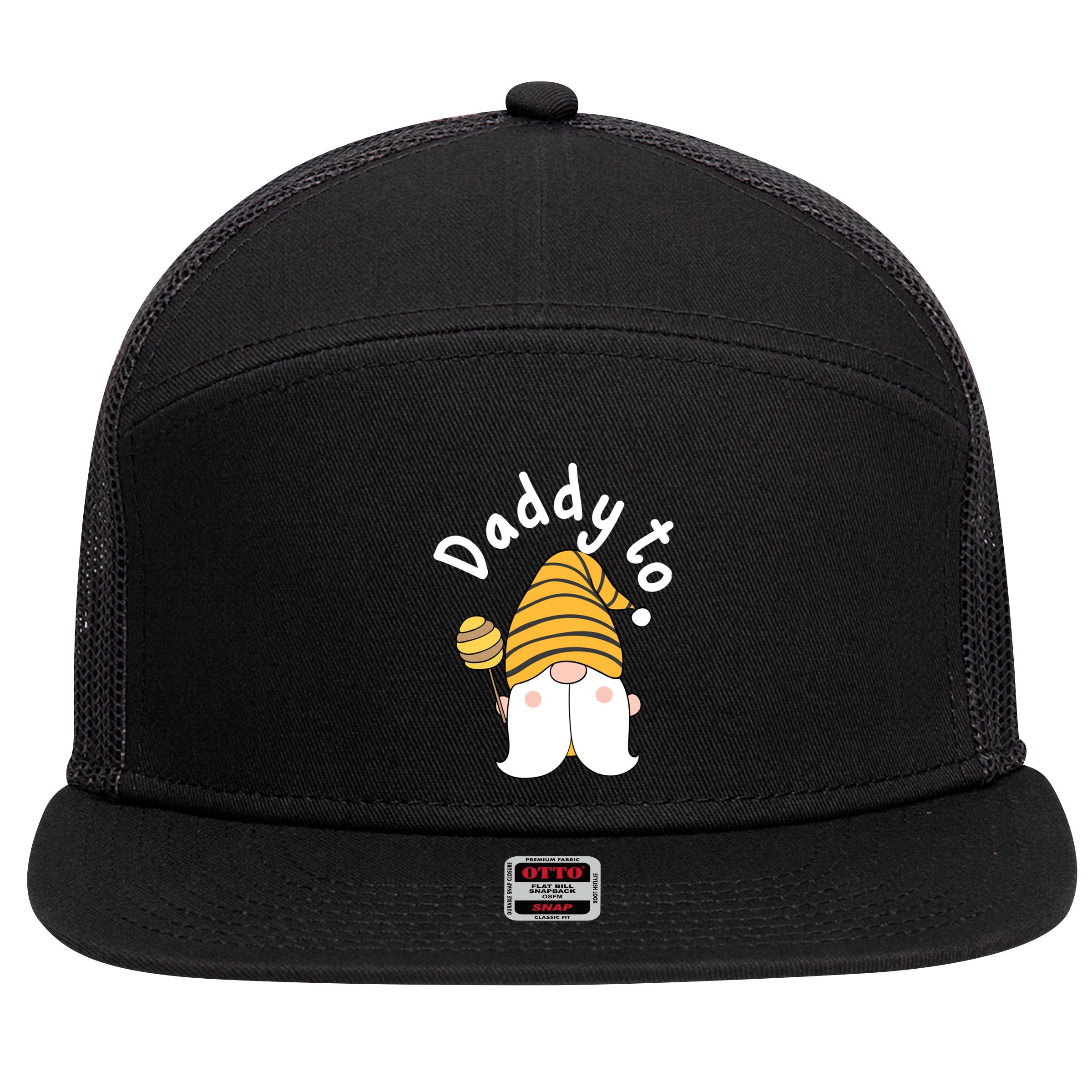 Funny Daddy To Bee New Father To Be Bee Gnome Gift 7 Panel Mesh Trucker Snapback Hat