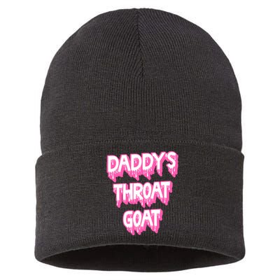 Funny Daddys Throat Goat Adult Humor Sarcastic Outfit Sustainable Knit Beanie