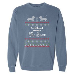 Funny Dachshund Through The Snow Gift Garment-Dyed Sweatshirt