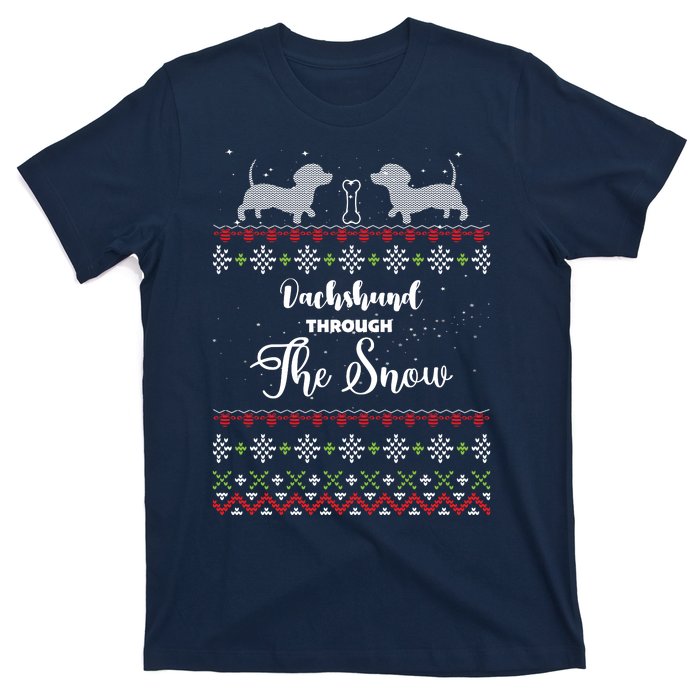 Funny Dachshund Through The Snow Gift T-Shirt