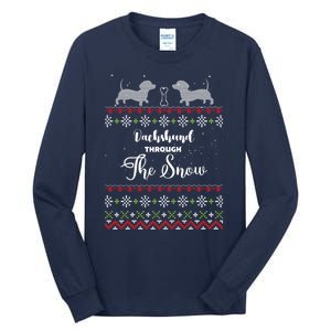 Funny Dachshund Through The Snow Gift Tall Long Sleeve T-Shirt