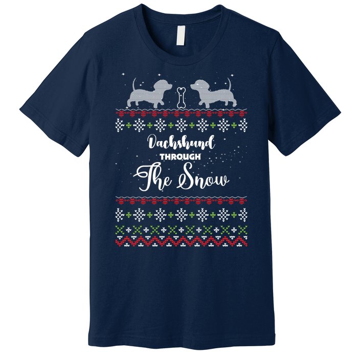 Funny Dachshund Through The Snow Gift Premium T-Shirt