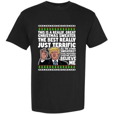 Funny Donald Trump Ugly Christmas Sweater Parody Speech Great Gift Garment-Dyed Heavyweight T-Shirt