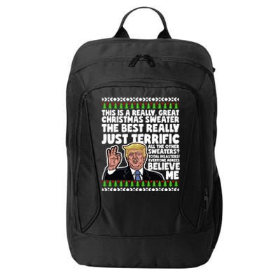 Funny Donald Trump Ugly Christmas Sweater Parody Speech Great Gift City Backpack