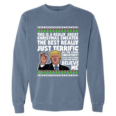 Funny Donald Trump Ugly Christmas Sweater Parody Speech Great Gift Garment-Dyed Sweatshirt