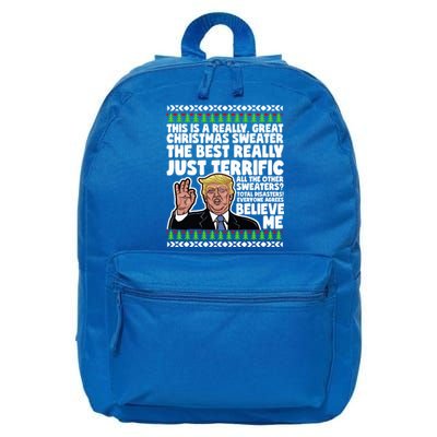 Funny Donald Trump Ugly Christmas Sweater Parody Speech Great Gift 16 in Basic Backpack