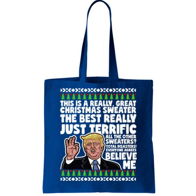 Funny Donald Trump Ugly Christmas Sweater Parody Speech Great Gift Tote Bag