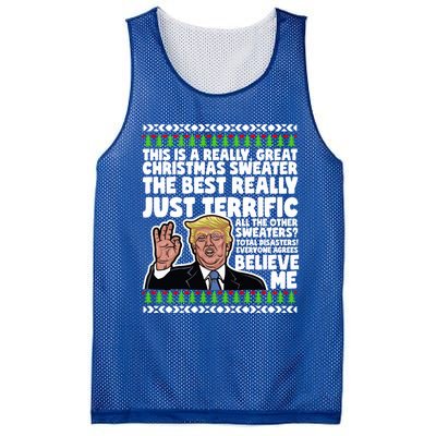 Funny Donald Trump Ugly Christmas Sweater Parody Speech Great Gift Mesh Reversible Basketball Jersey Tank