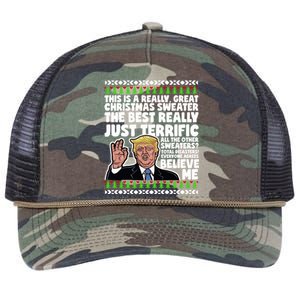 Funny Donald Trump Ugly Christmas Sweater Parody Speech Great Gift Retro Rope Trucker Hat Cap