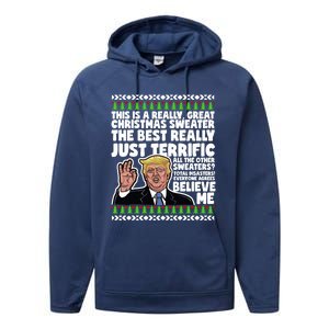 Funny Donald Trump Ugly Christmas Sweater Parody Speech Great Gift Performance Fleece Hoodie