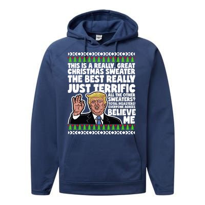 Funny Donald Trump Ugly Christmas Sweater Parody Speech Great Gift Performance Fleece Hoodie