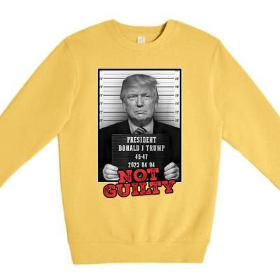 Funny Donald Trump Not Guilty Mug Shot Premium Crewneck Sweatshirt