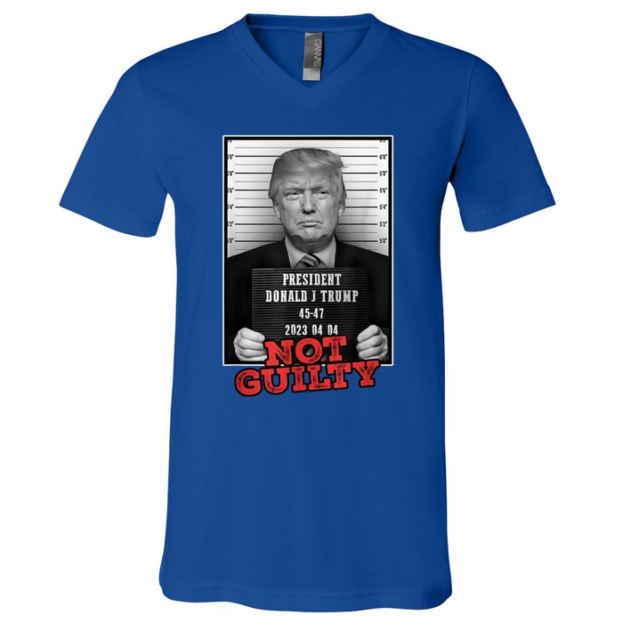 Funny Donald Trump Not Guilty Mug Shot V-Neck T-Shirt