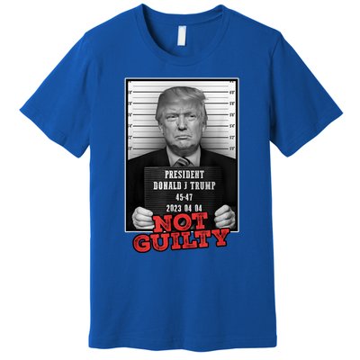 Funny Donald Trump Not Guilty Mug Shot Premium T-Shirt