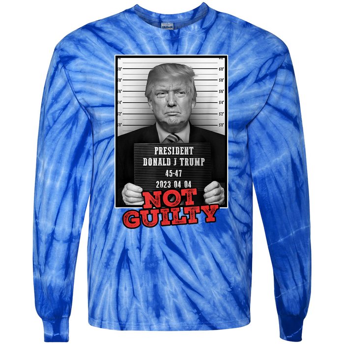 Funny Donald Trump Not Guilty Mug Shot Tie-Dye Long Sleeve Shirt