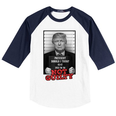 Funny Donald Trump Not Guilty Mug Shot Baseball Sleeve Shirt