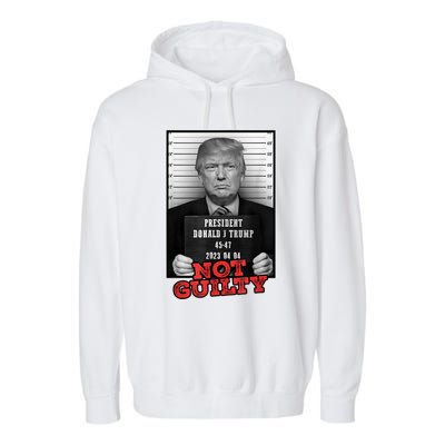 Funny Donald Trump Not Guilty Mug Shot Garment-Dyed Fleece Hoodie