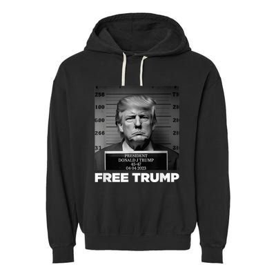 Free Donald Trump Mugshot Garment-Dyed Fleece Hoodie