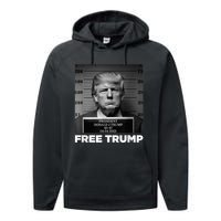 Free Donald Trump Mugshot Performance Fleece Hoodie