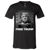 Free Donald Trump Mugshot V-Neck T-Shirt