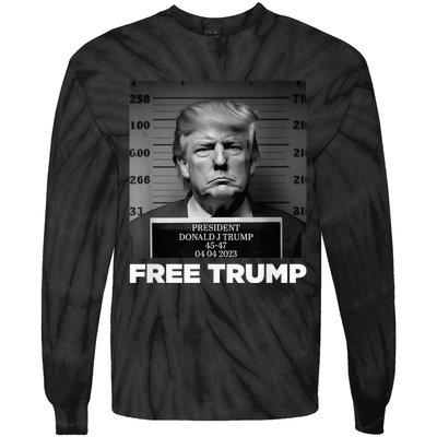 Free Donald Trump Mugshot Tie-Dye Long Sleeve Shirt