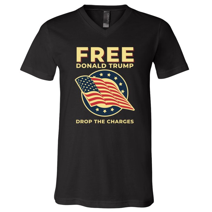 Free Donald Trump MAGA Conservative V-Neck T-Shirt