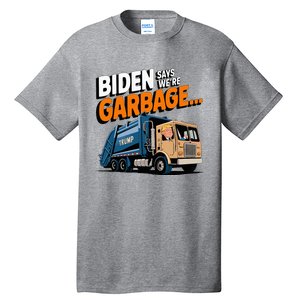 Funny Donald Trump Rides In A Garbage Truck Cartoon Tall T-Shirt