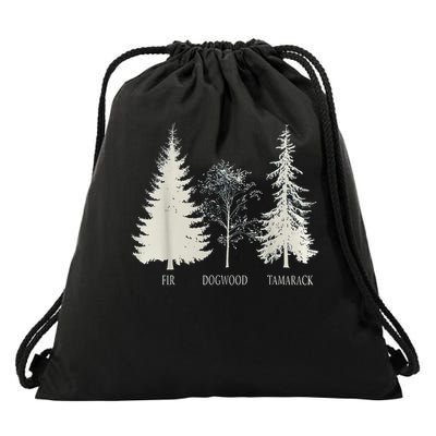 Fir Dogwood Tamarack Vintage Tree National Park Drawstring Bag
