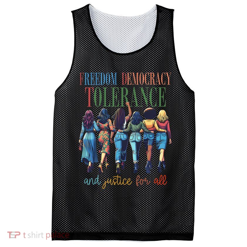 Freedom Democracy Tolerance And Justice For All Hands Off Mesh Reversible Basketball Jersey Tank