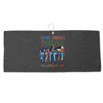 Freedom Democracy Tolerance And Justice For All Hands Off Large Microfiber Waffle Golf Towel