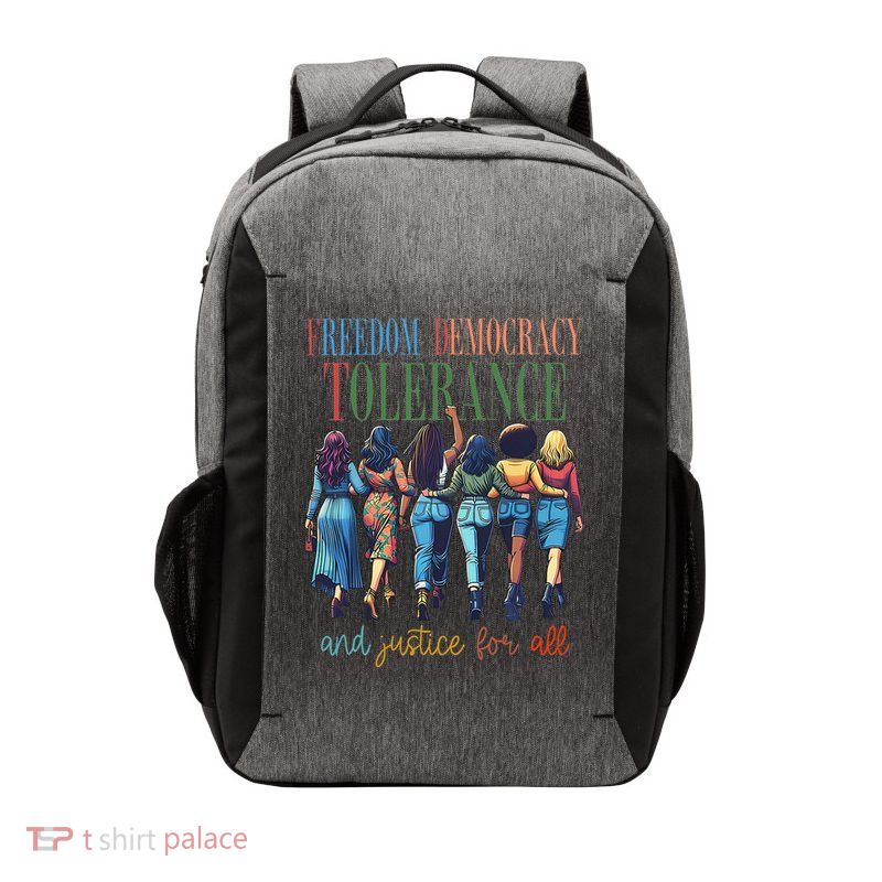 Freedom Democracy Tolerance And Justice For All Hands Off Vector Backpack