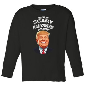 Funny Donald Trump Scary Halloween Gag President Costume Gag Toddler Long Sleeve Shirt