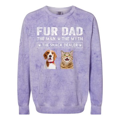 Fur Dad The Man The Myth Men Gift Funny Dog Cat Fathers Day Colorblast Crewneck Sweatshirt