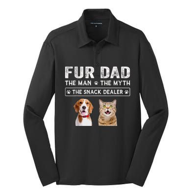 Fur Dad The Man The Myth Men Gift Funny Dog Cat Fathers Day Silk Touch Performance Long Sleeve Polo