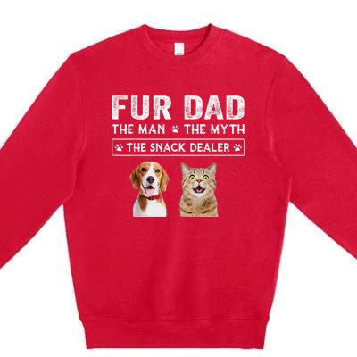 Fur Dad The Man The Myth Men Gift Funny Dog Cat Fathers Day Premium Crewneck Sweatshirt