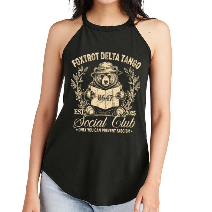 Foxtrot Delta Tango Social Club Only You Can Prevent Fascism Women's Perfect Tri Rocker Tank