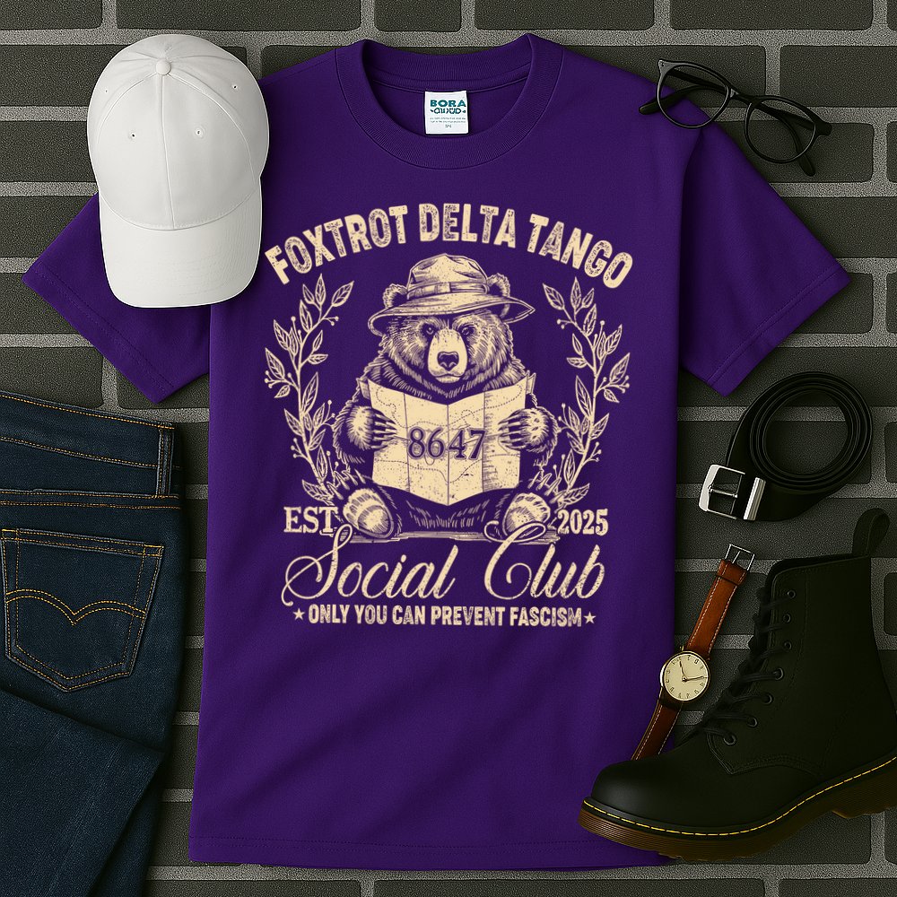 Foxtrot Delta Tango Social Club Only You Can Prevent Fascism Tall T-Shirt